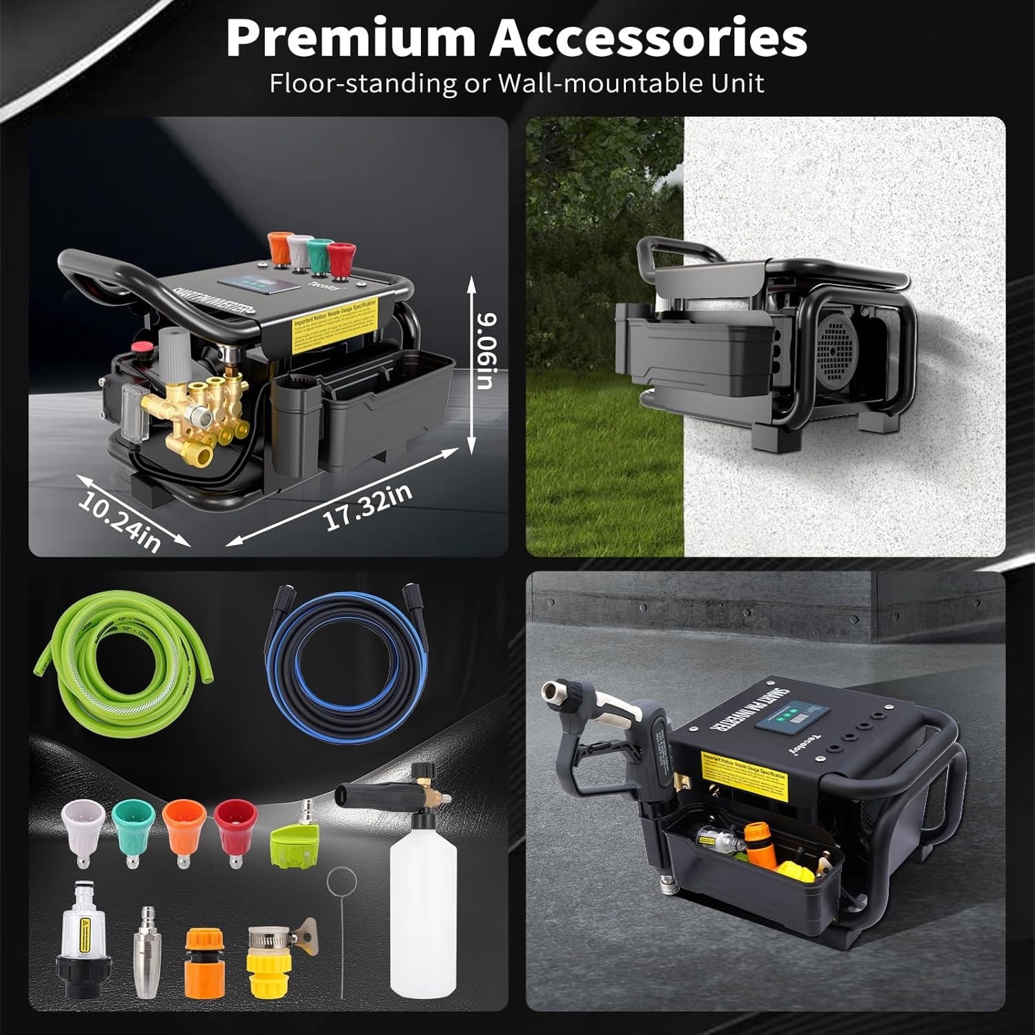 Tecoloy 100bar 2.3GPM Electric Pressure Washer, 65dB Quiet, Triplex Pump
