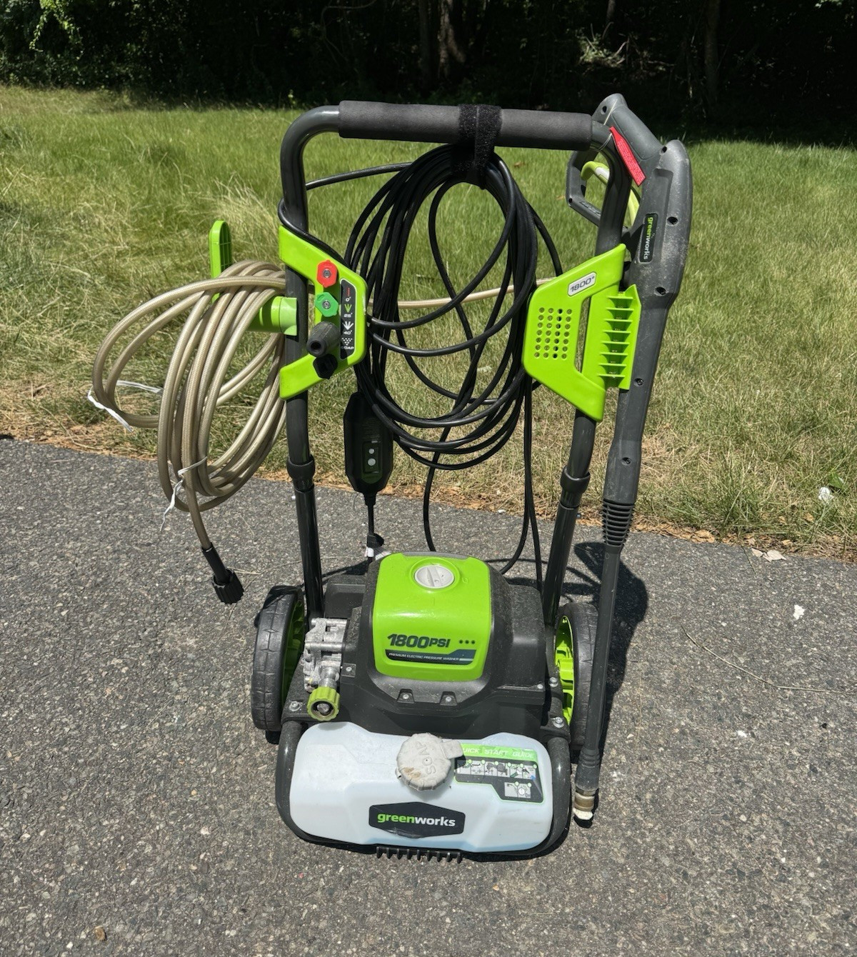 Greenworks 1800 PSI Corded Electric Cold Water Pressure Washer Wheeled Soap Tank