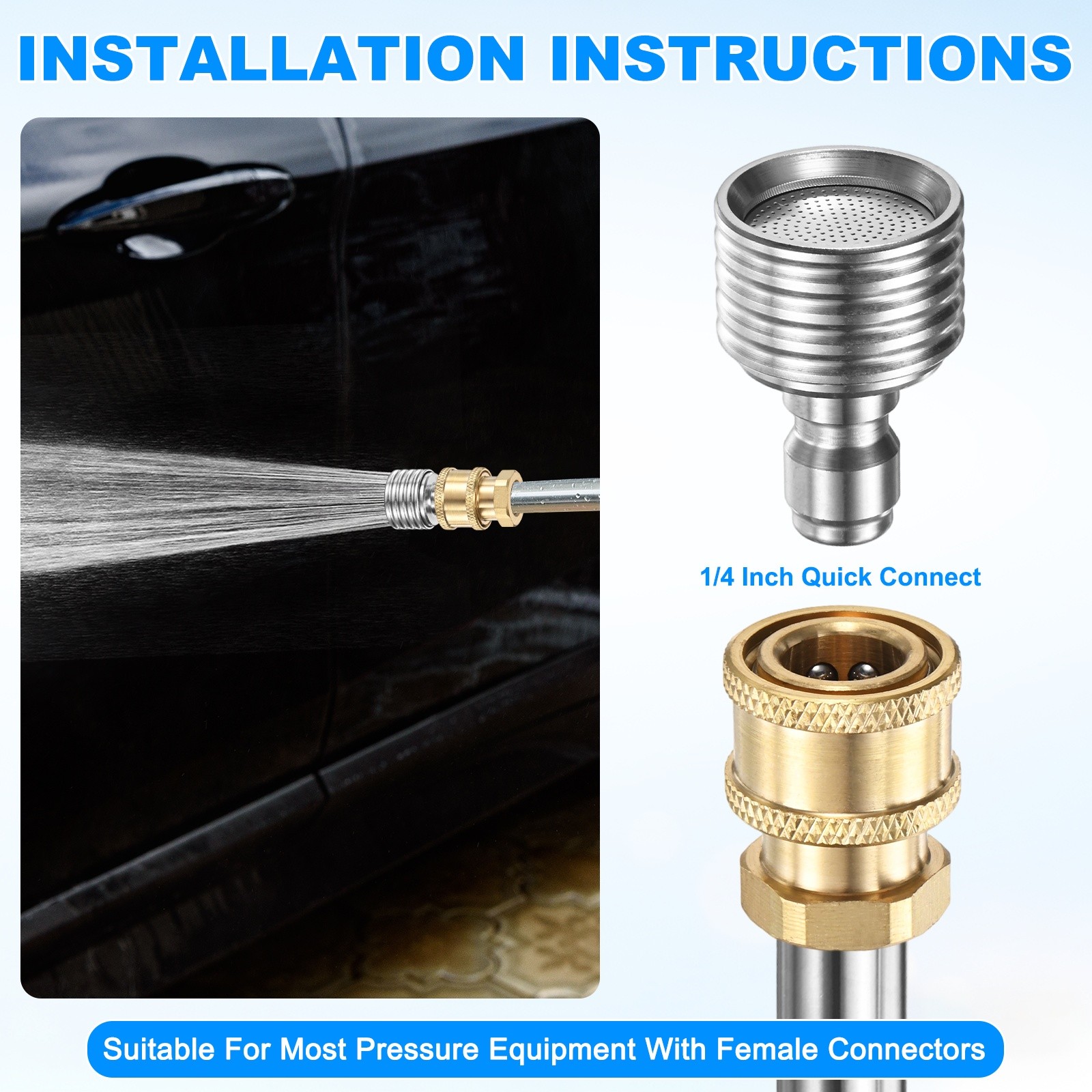 3-Pack Pressure Washer Nozzle Tips for Soft Wash, 0.5mm Soft Rain Head