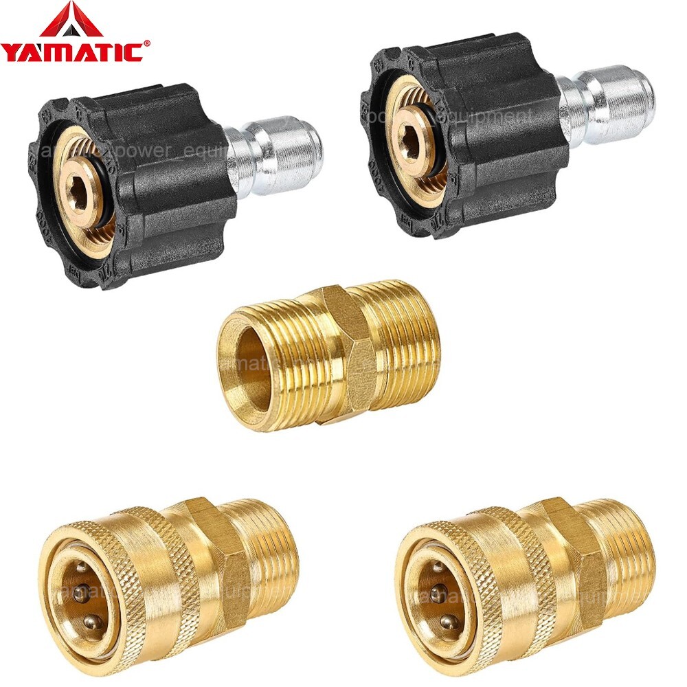 YAMATIC Pressure Washer Adapter Set 5000 PSI M22-14mm to 3/8″ Quick Connectors