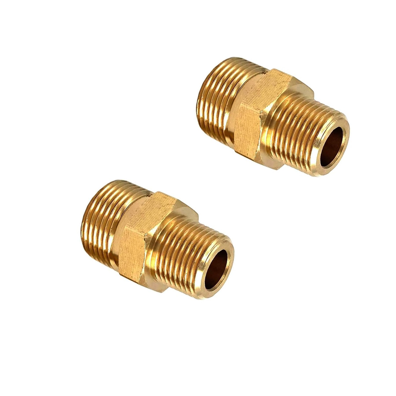 2 Pcs M22 Pressure Washer Fittings, Brass 3/8 Inch NPT Male to Metric M22 14m…