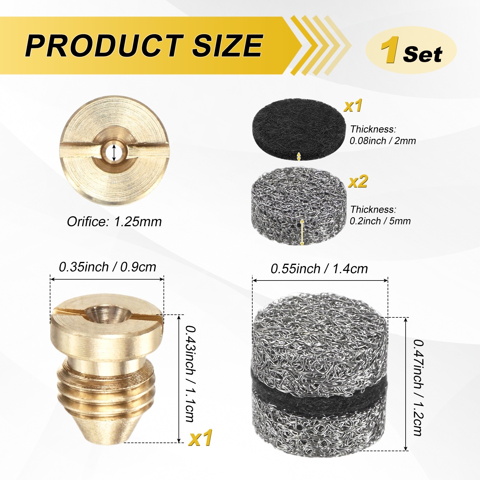 1-Set 1.25mm Copper Orifice Foam Cannon Nozzle and Three Layer Foam Maker Meshes