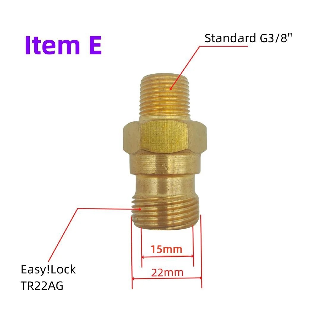 TR22 Brass Adapter M22 G1/4’’G3/8’’ Thread Connector Fit for Easy Lock/Karcher
