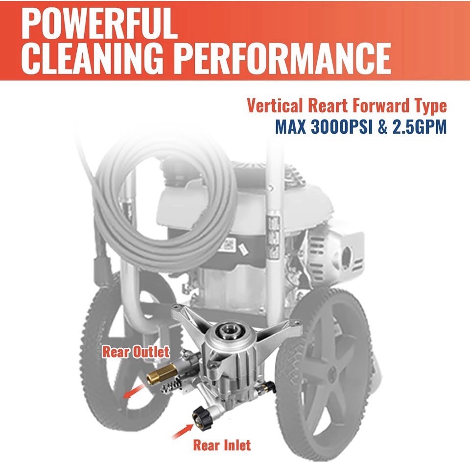 YAMATIC 3000 PSI Power Pressure Washer Pump, Vertical 7/8″ Shaft 2.5 GPM