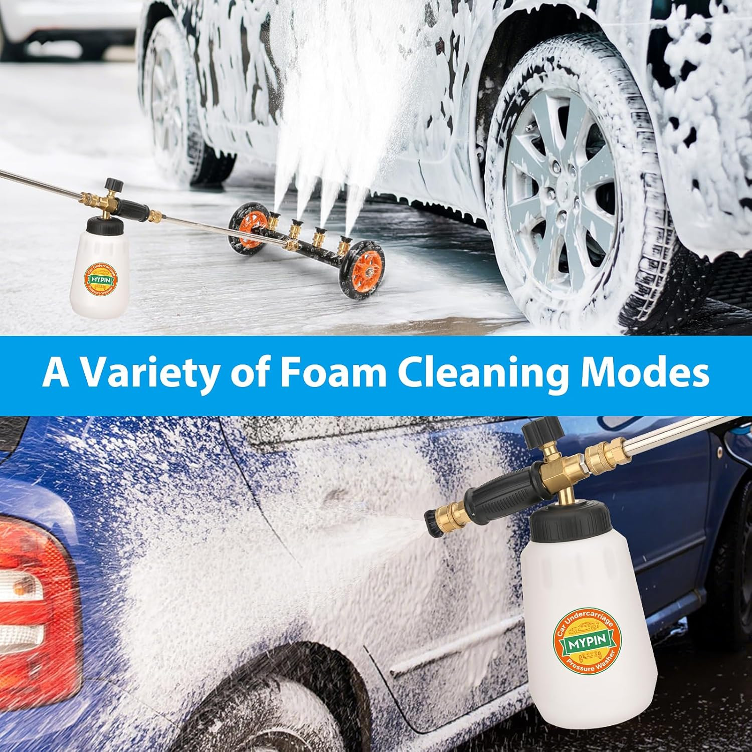 16″ Undercarriage Pressure Washer Water Broom Kit 4000 PSI Foam Bottle 8 Nozzles