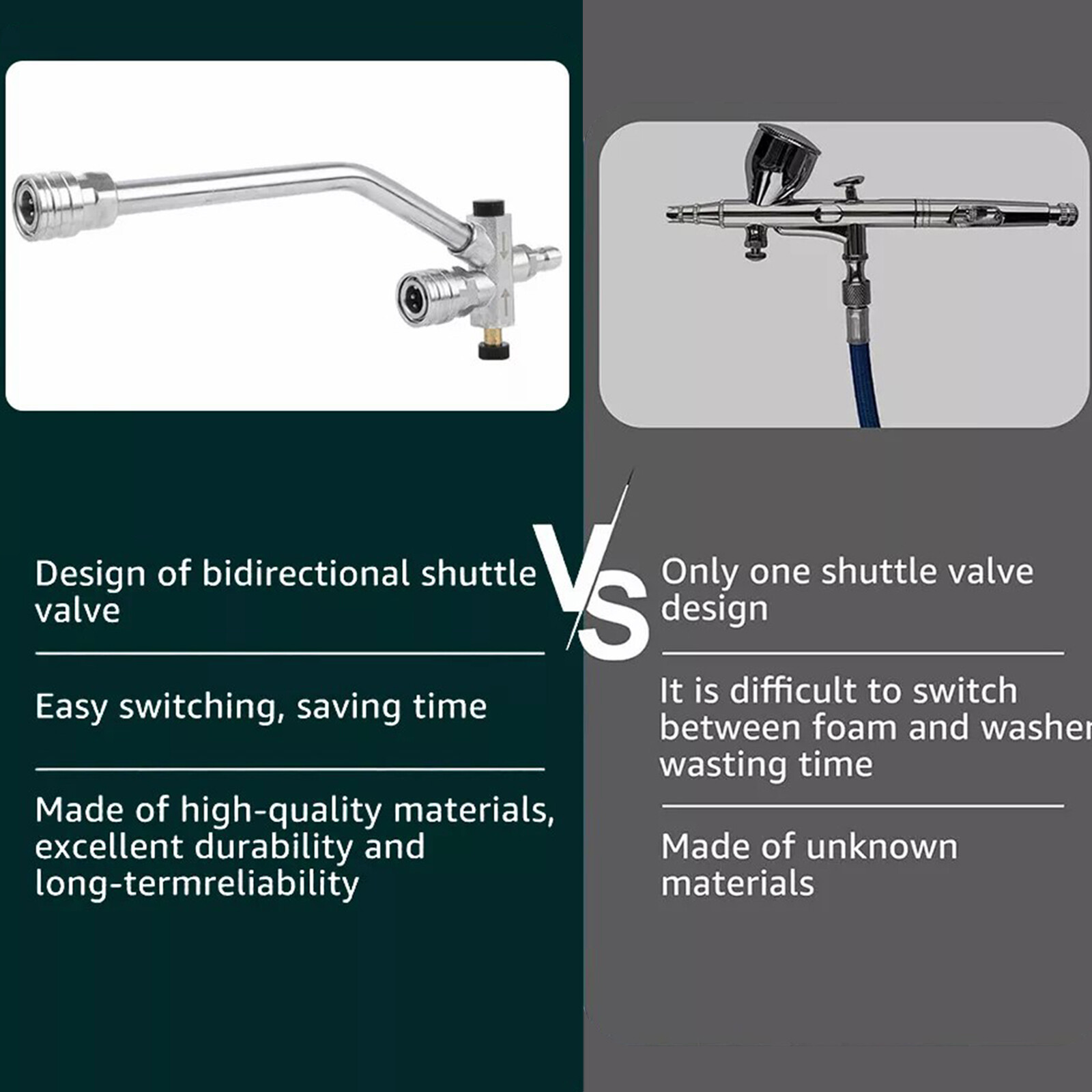 Dual Valve Snow Foam Spray Gun 1/4 Quick Connect Solid Foam Lance Nozzle 3000PSI