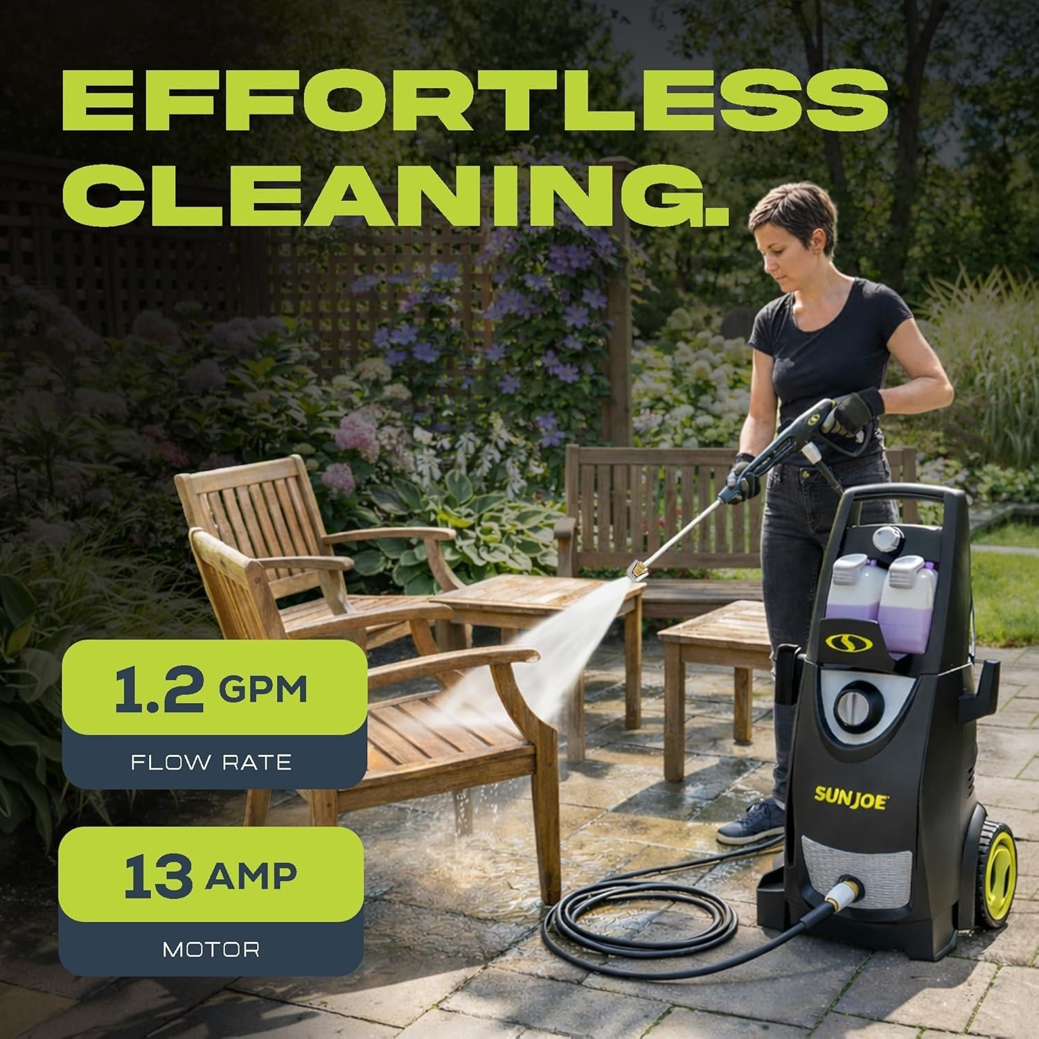 2030 PSI Heavy-Duty Portable Electric Pressure Washer with Dual Detergent Tanks