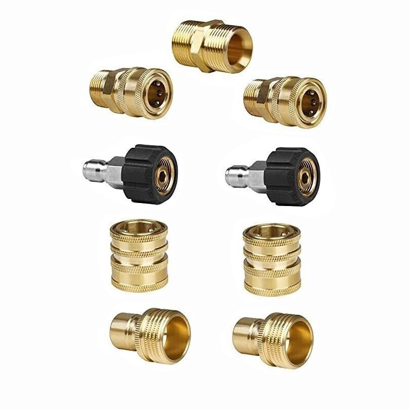 9Pc Pressure Washer Adapter Set Quick Disconnect Kit M22 Swivel to 3/8” Connect
