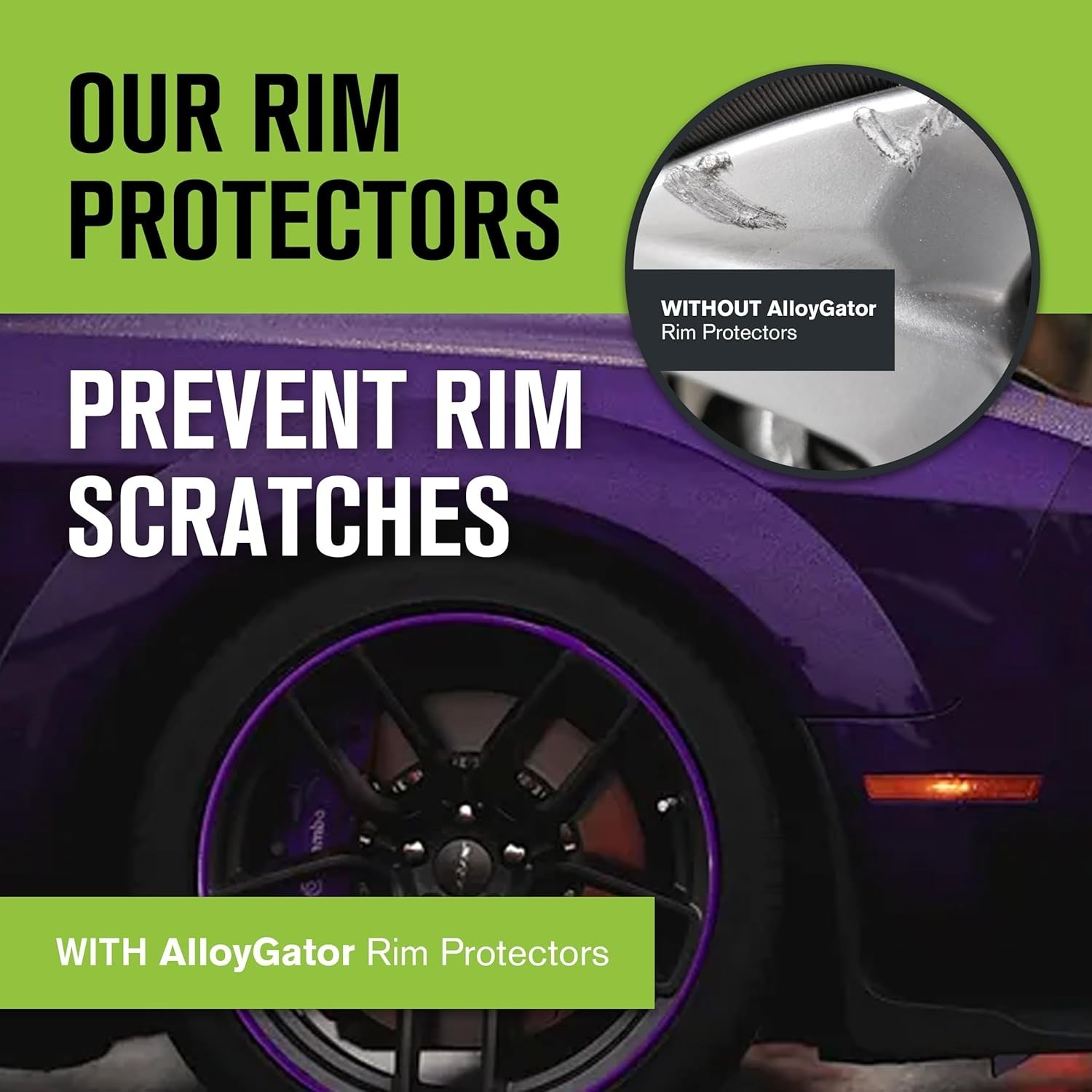 AlloyGator Purple Rim Protector for Car Wheels (Fits 12-24″ Wheel Diameter) – Pa