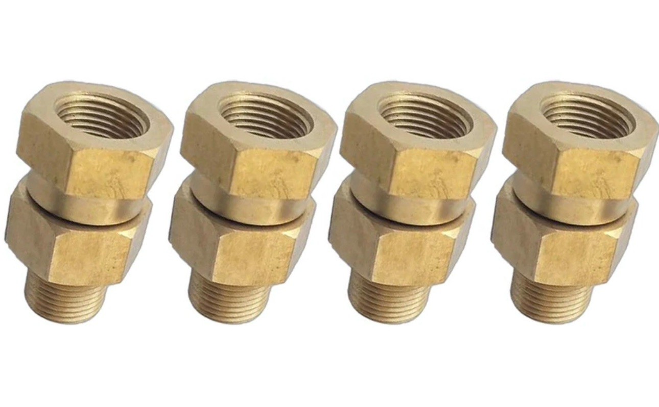 4PCS Solid Brass Live Swivel 3/8 NPT x 3/8 NPT Pressure Washer 3000 PSI