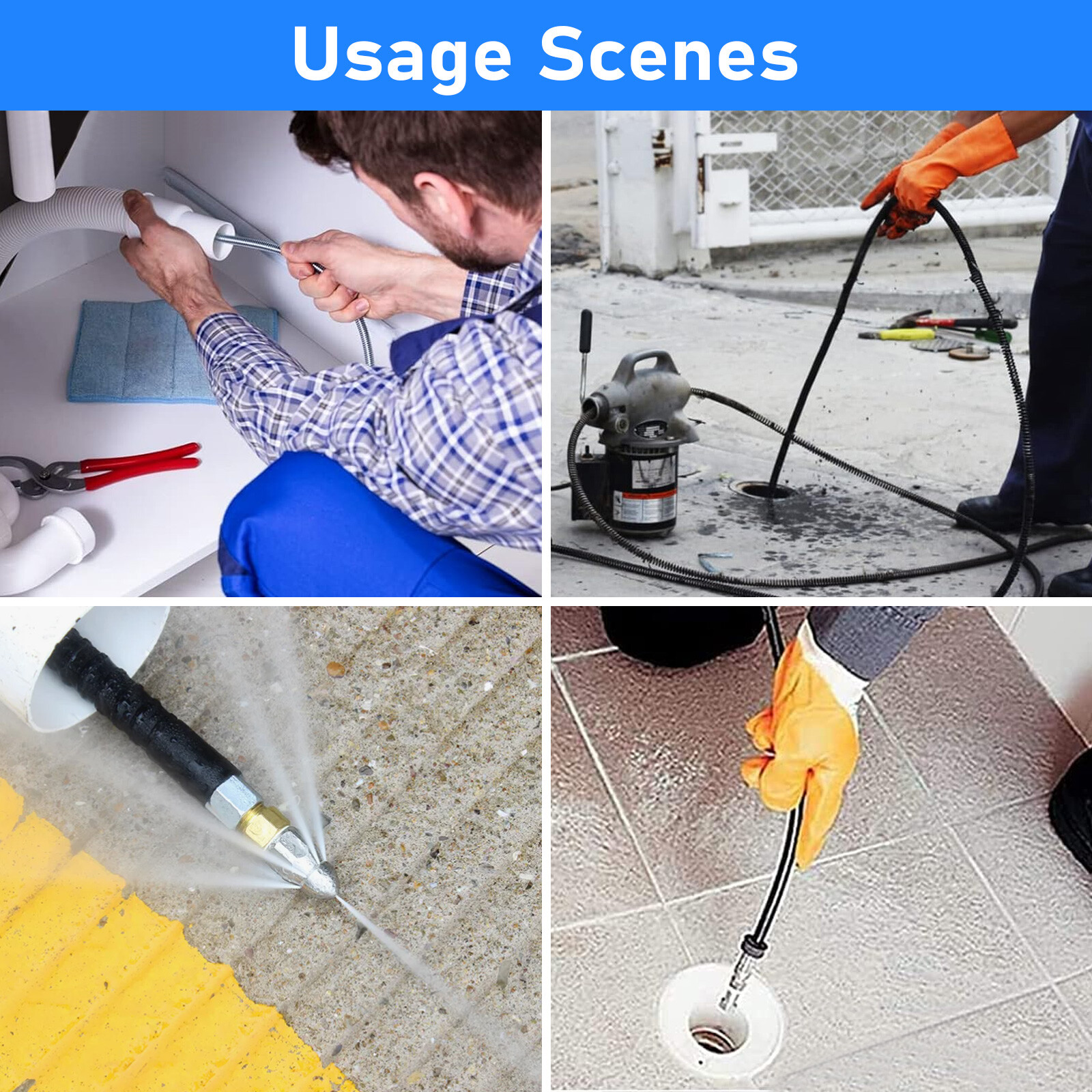 Multifunction Sewer Jetter Nozzle Pressure Washer Drain Jet Hose Nozzle 5000 PSI