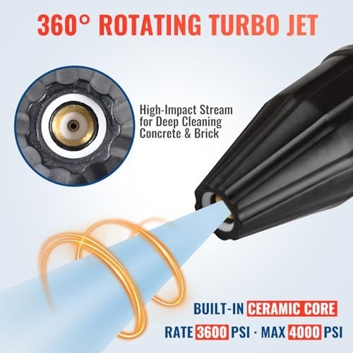 YAMATIC Pressure Washer Turbo Nozzle 3600 PSI 1/4″ Quick Connect 4.0 GPM