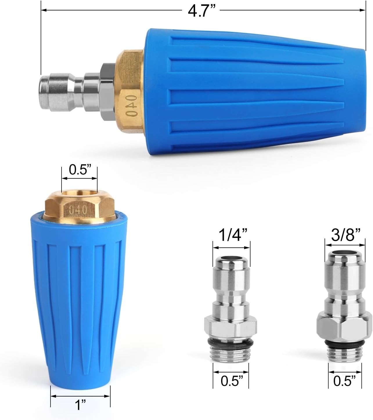 Rotating Turbo Nozzle for Pressure Washer | 1/4 Quick Connect | 5000 PSI Max