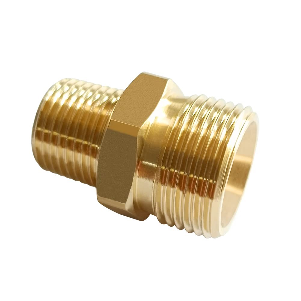 2PCS Brass Pressure Washer Coupler, M22-14mm Male x 3/8″ NPT Male Thread, 450…