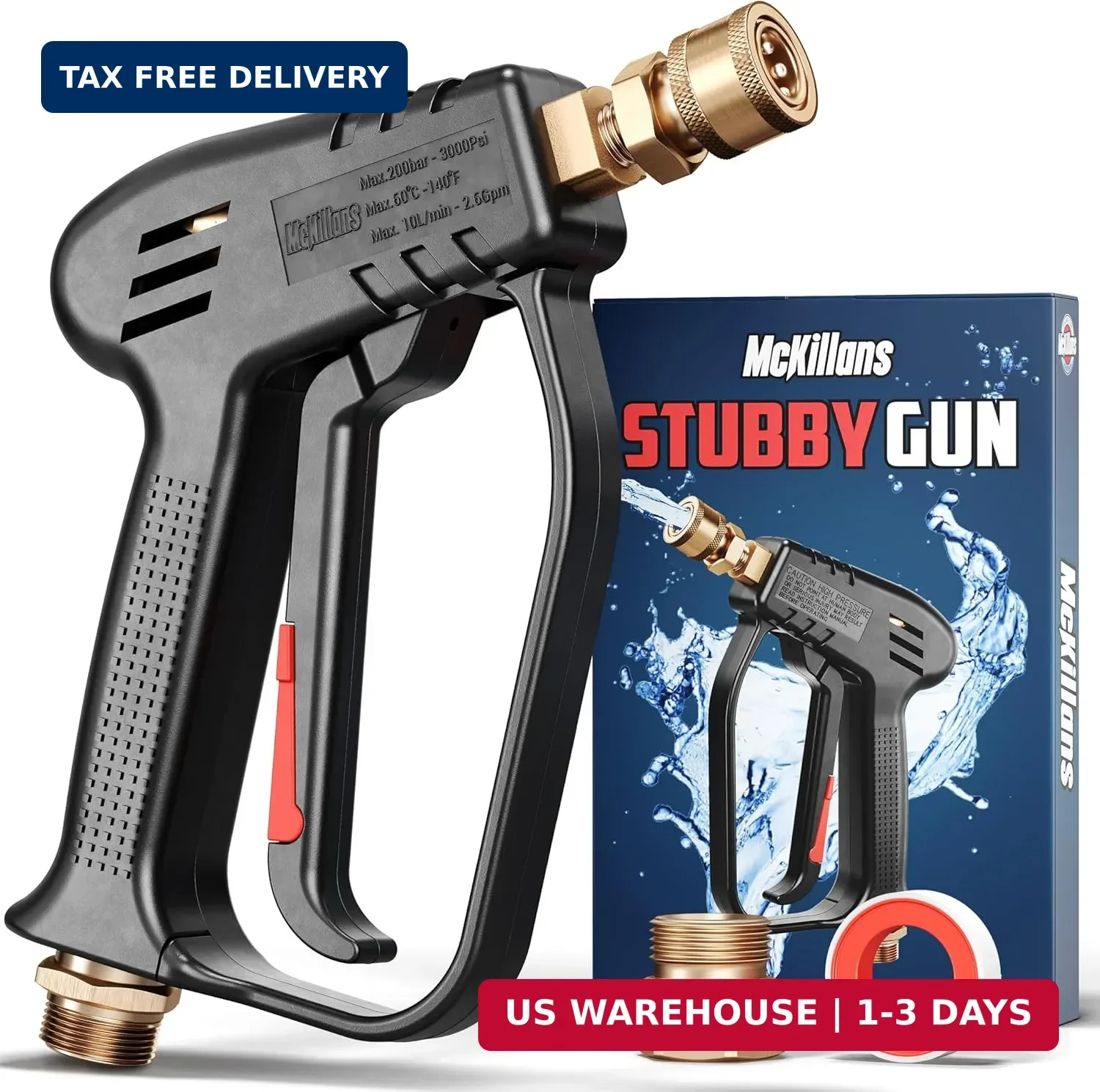 McKillans® Short Pressure Washer Gun with Replacement M22 Inlet – High Pressure