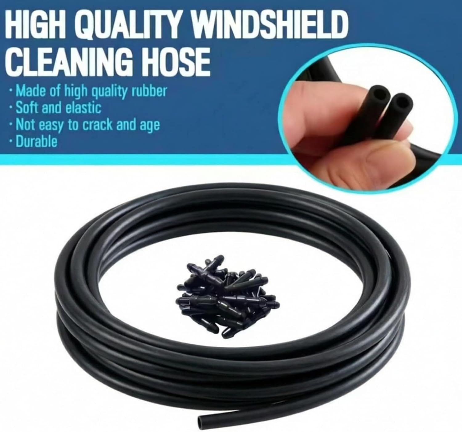 Windshield Washer Hose Kit,4M Rubber Hose with 36 Pcs Leak-Proof Connectors,Fits