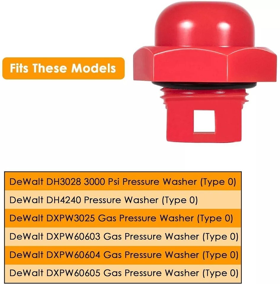 Oil Fill Cap for Dewalt Pressure Washers 514009761 DH3028 DH4240 DXPW60603 Type0
