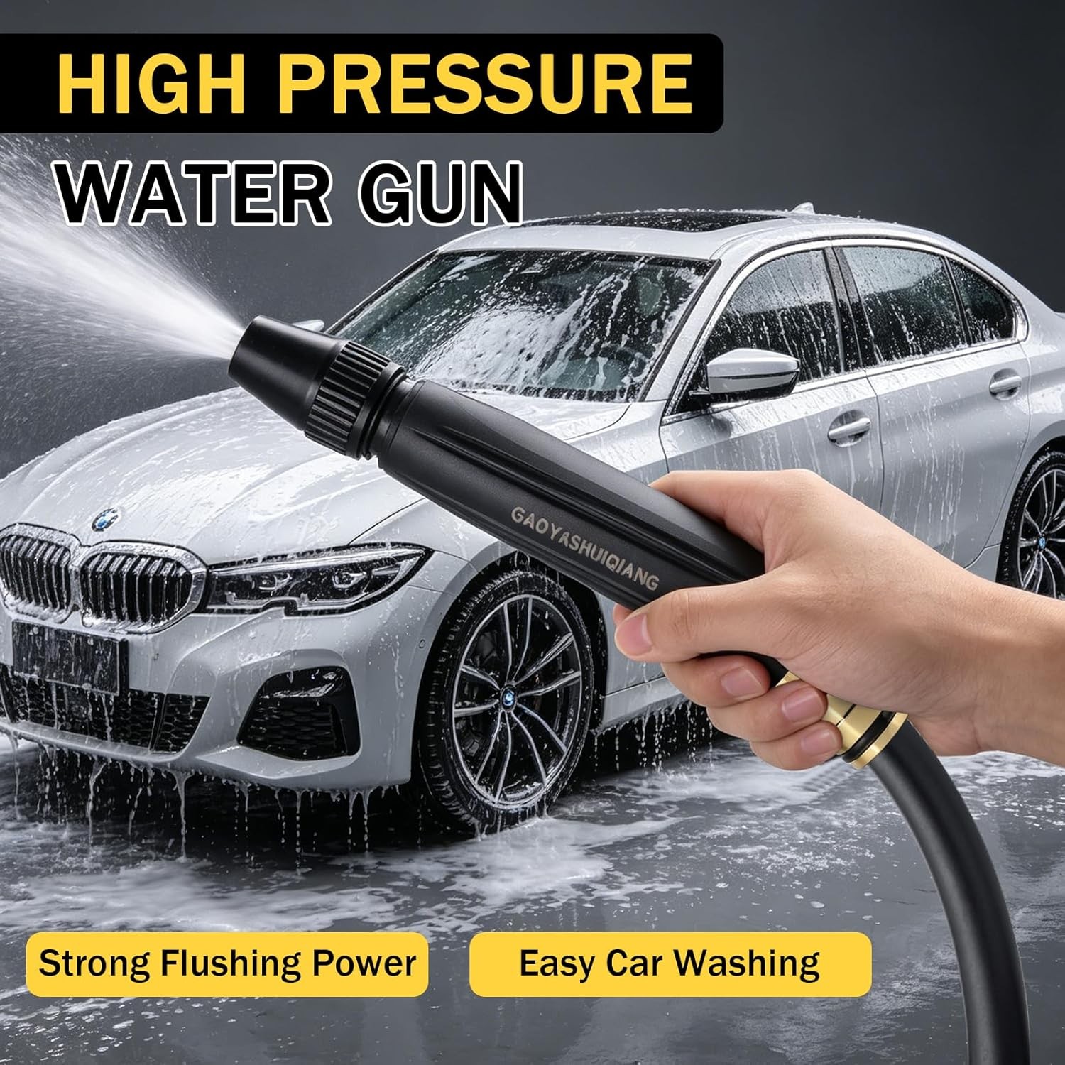 2× Home High-Pressure Car Wash Water Gun w/ Booster Nozzle Garden Watering Spray