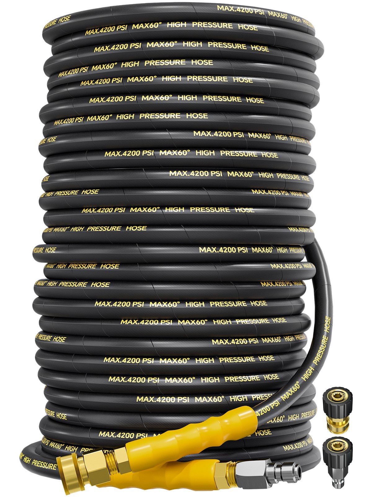 200FT 4200PSI Pressure Washer Hose & 3/8″ Quick Connect 1/4″ Kink Resistant Hose