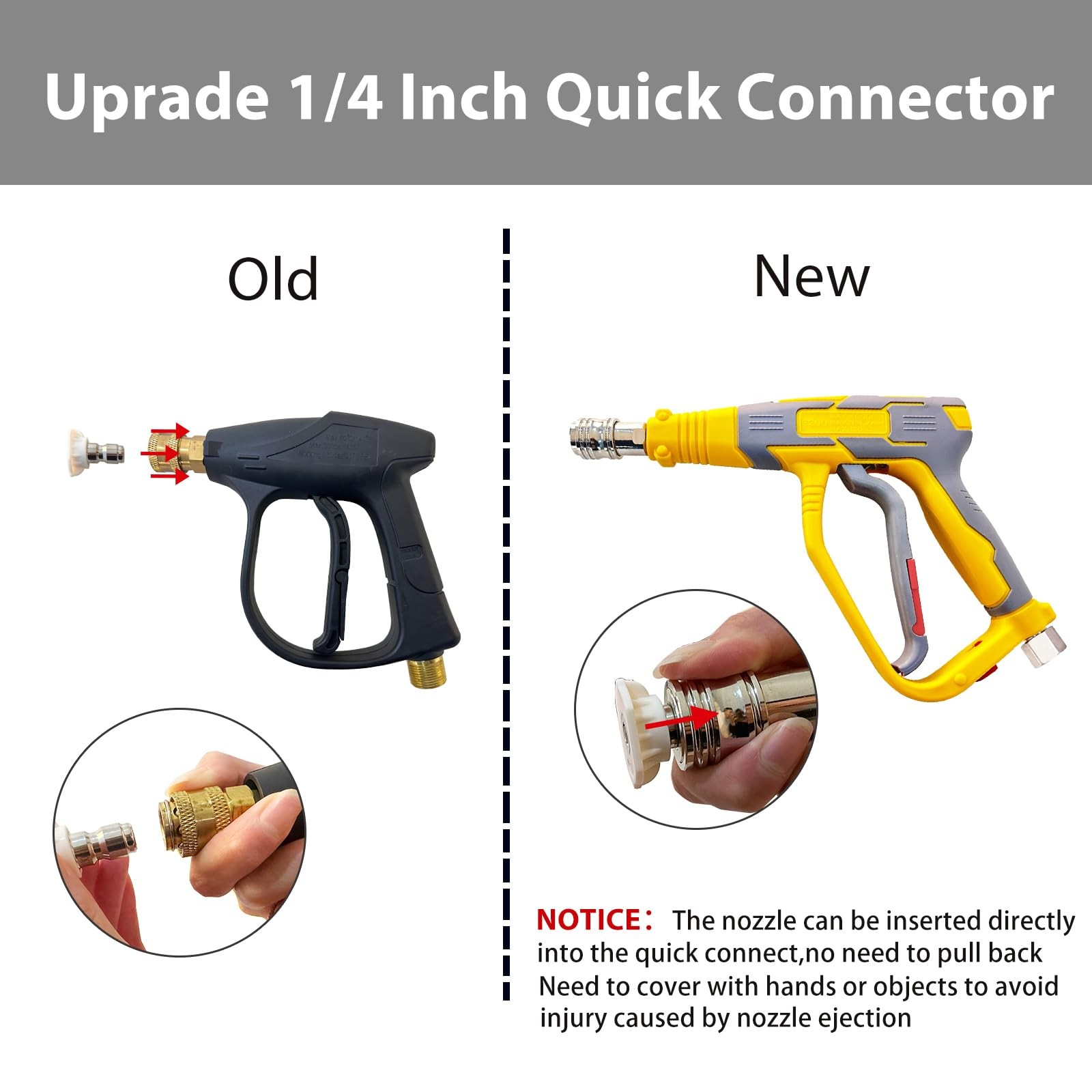 Short High Power Pressure Washer Gun 1/4 3/8 Inch Quick Connect M22 14mm 15mm