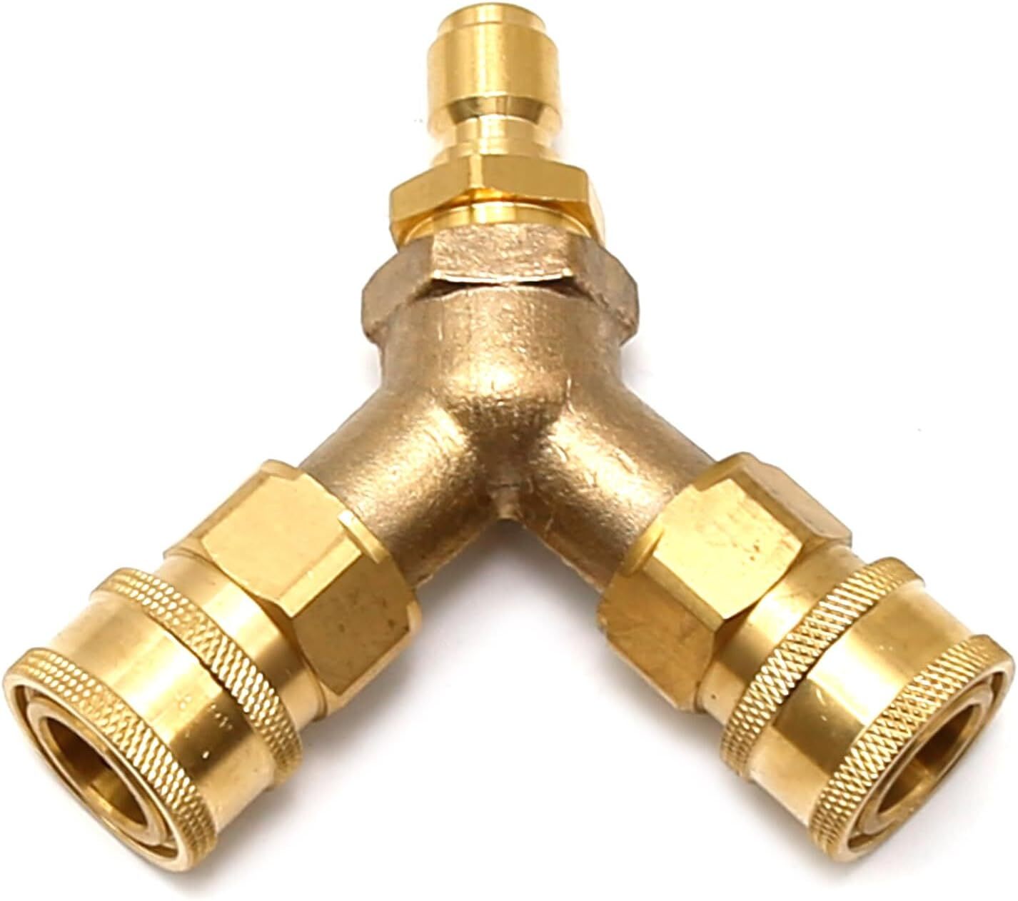 Pressure Washer Tee 3/8 Inch Fitting Splitter Coupler Quick Connect Two Gun t…