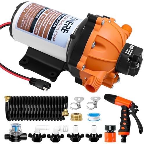 Upgraded 5.5 GPM 70 PSI Washdown Deck Wash Pump 12V RV Fresh Washdown Pump Kit