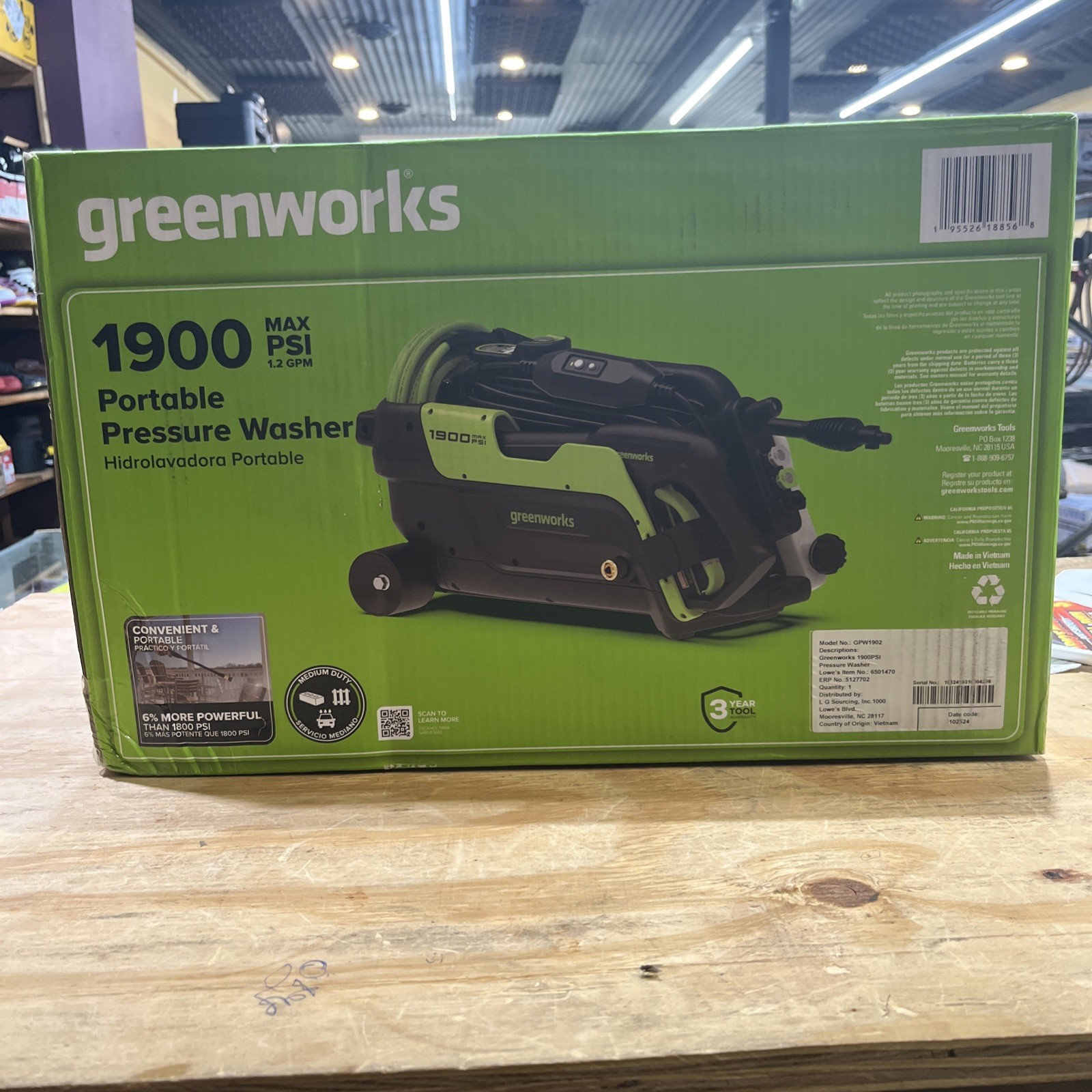 Greenworks 1900 PSI 1.2 GPM Electric Pressure Washer Kit. surface Cleaner.NB 011