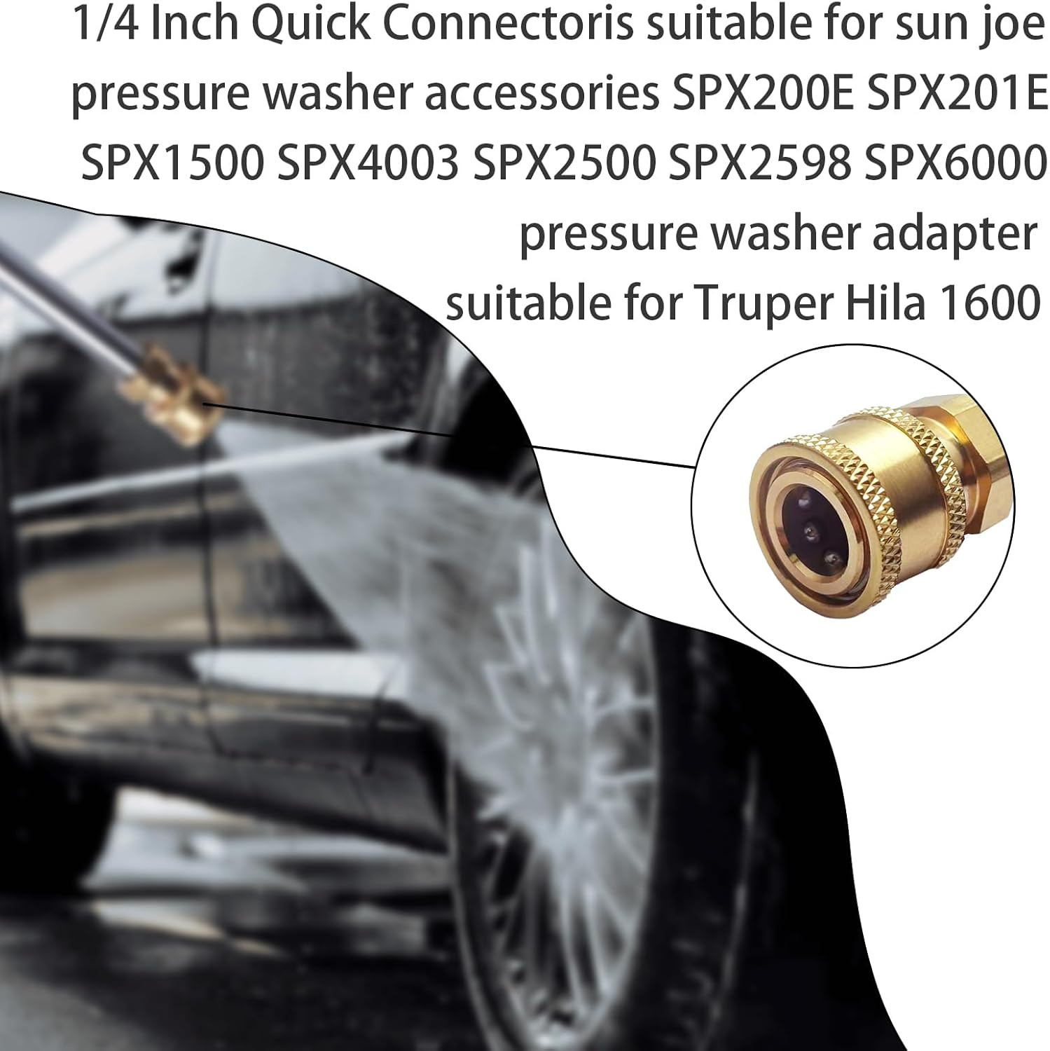 1/4 Inch Quick Connectoris Suitable for Sun Joe Pressure Washer Accessories SPX2
