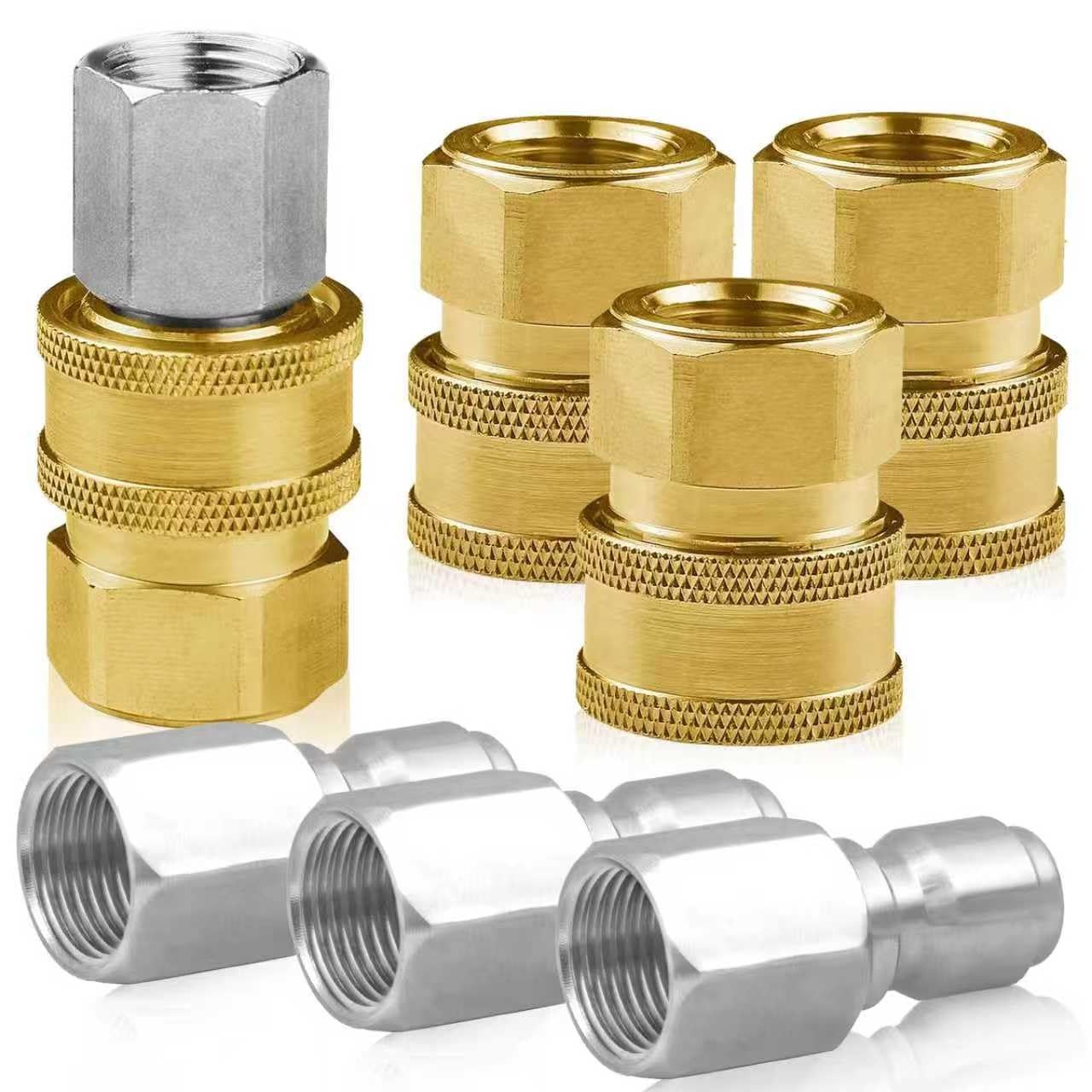8 PCS NPT 3/8 Inch Stainless Steel Male Female Pressure Washer Quick 5000 PSI