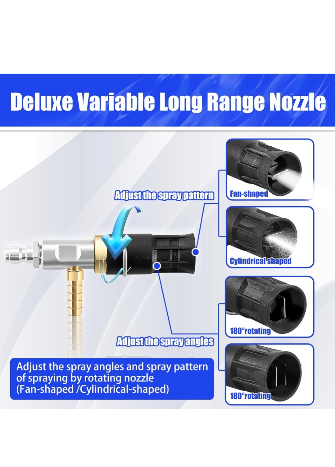 FIXFANS Adjustable Long Range Nozzle for Pressure Washer 5-6.5 GPM,…