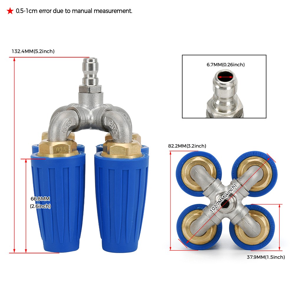 4-in-1 Rotating Turbo Nozzle Pressure Washer Tip 1/4″ Quick Connect 4000 PSI