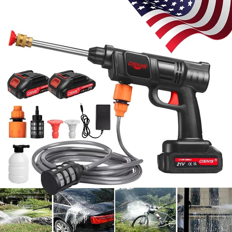 Cordless High Pressure Car Washing Gun Pressure Washer Gun with 2 Battery