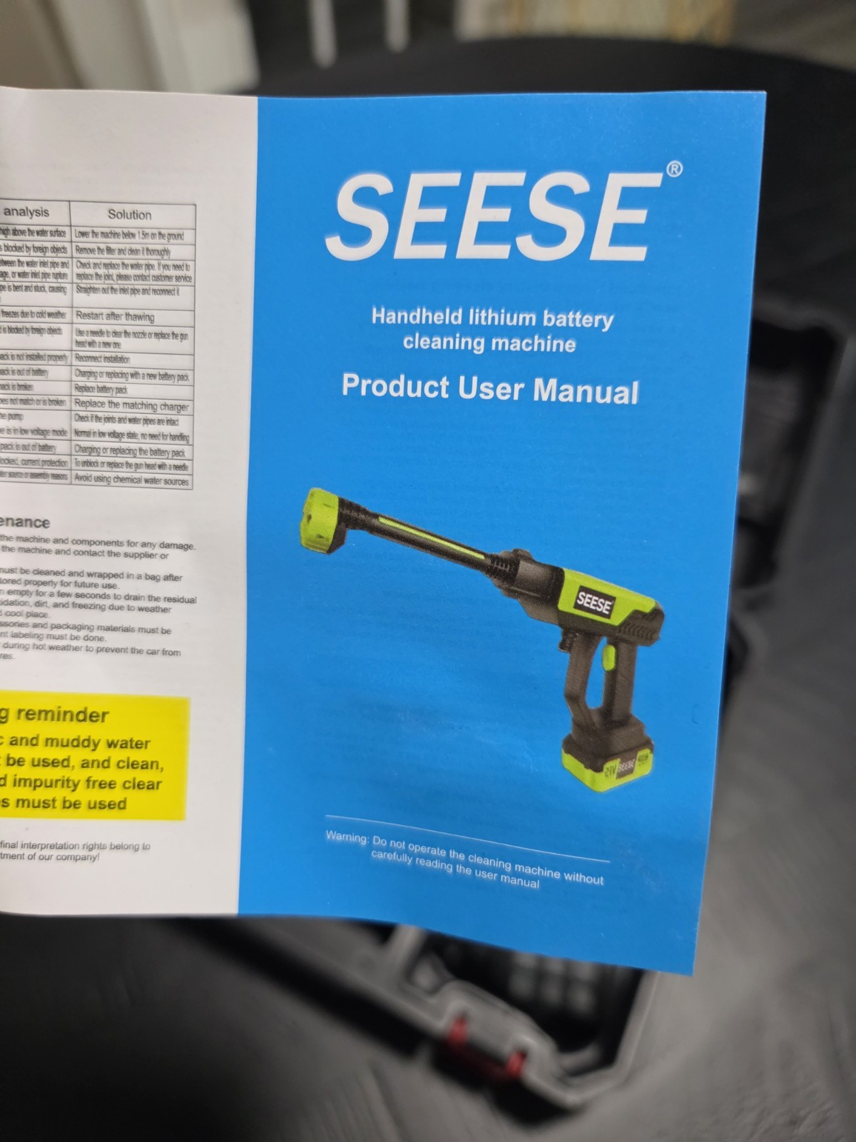 SEESE 21V Cordless Lithium Battery Cold Water Pressure Washer Kit Quick Connect