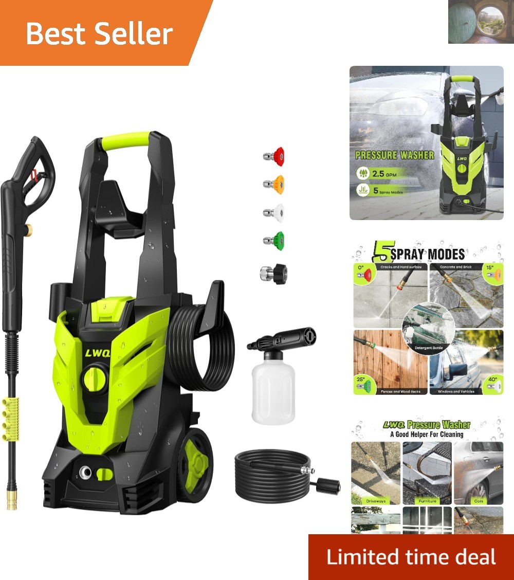 Lightweight Pressure Washer with Eco Water Savings – Perfect for Cars & Patios