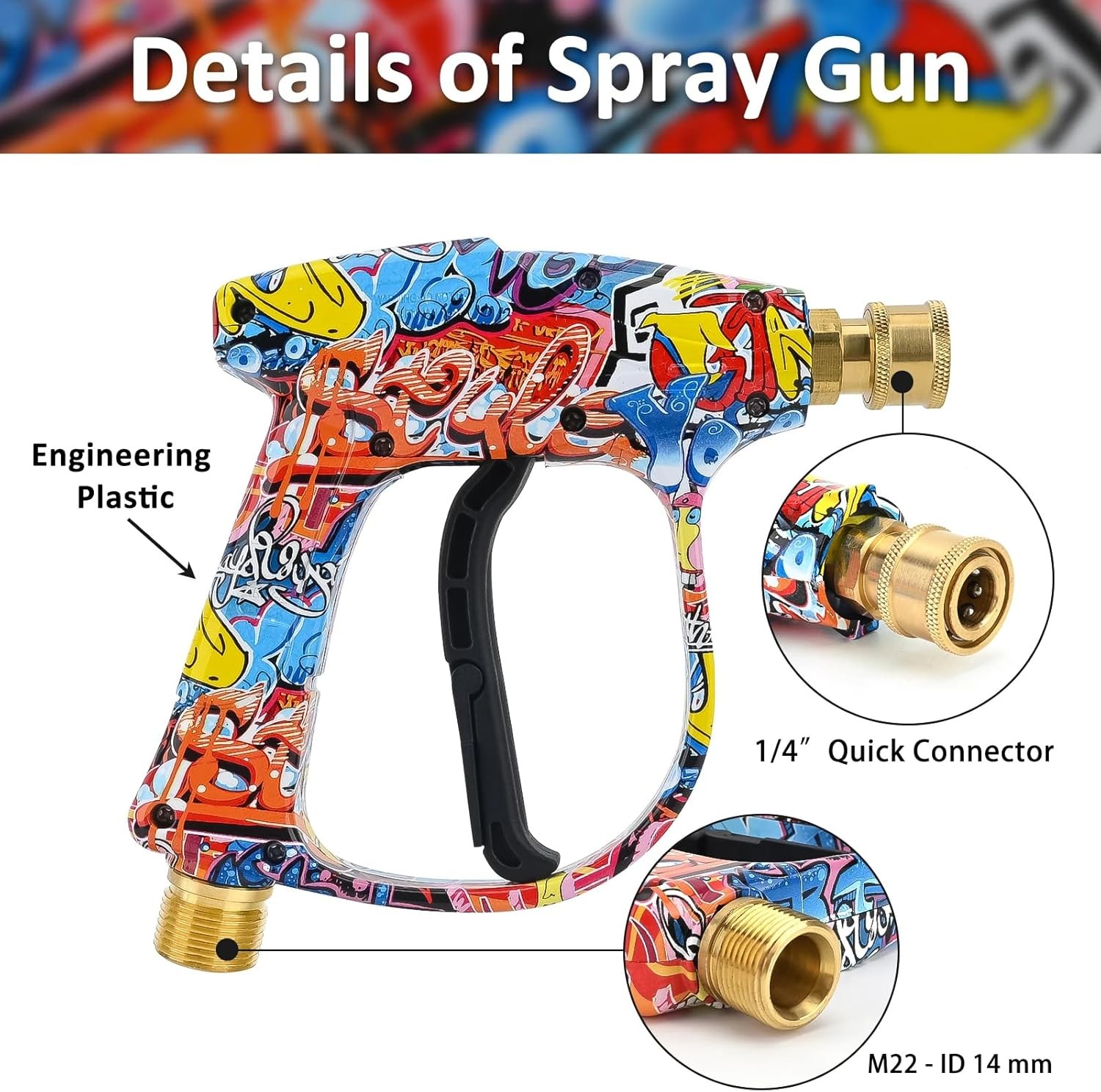 High Pressure Washer Gun 3000 PSI Max, Power Washer Short Gun M22-14mm with 1…