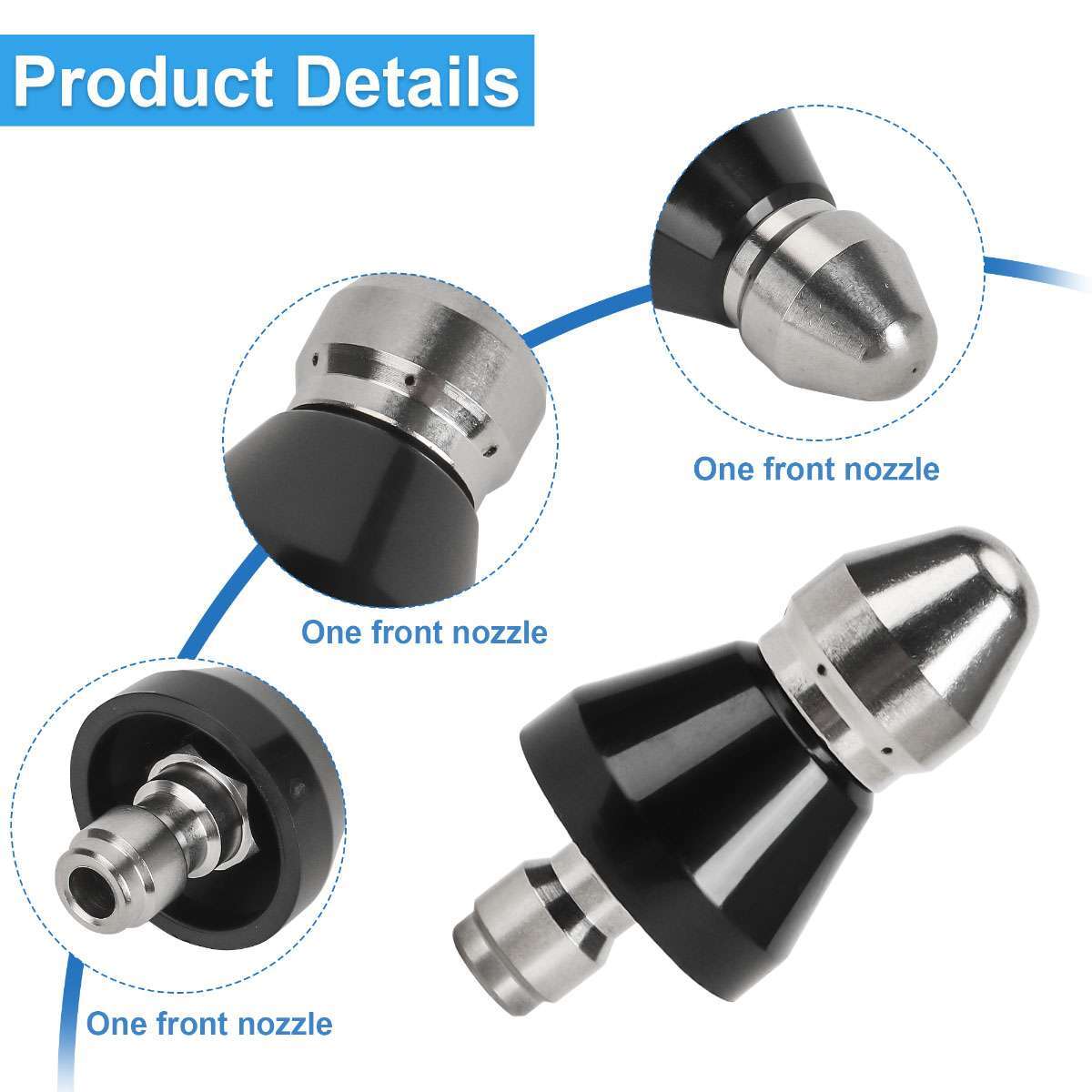 1/4 High-Pressure Drain Nozzle Sewer Pipe Cleaner Pressure Washer/Cleaning Tools