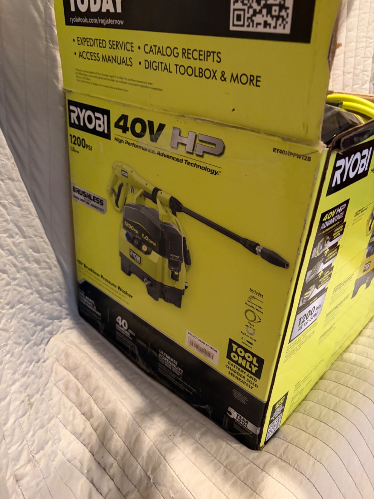 RYOBI 40V 1200 PSI 1.0 GPM Cordless Cold Water Pressure Washer (Tool Only)