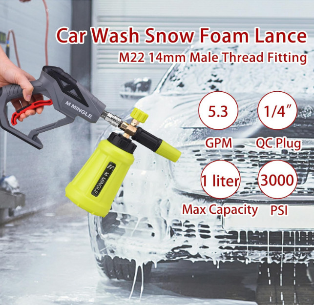 High Pressure Washer Gun Snow Foam Lance 4000 PSI Cannon Foam Blaster Powe…
