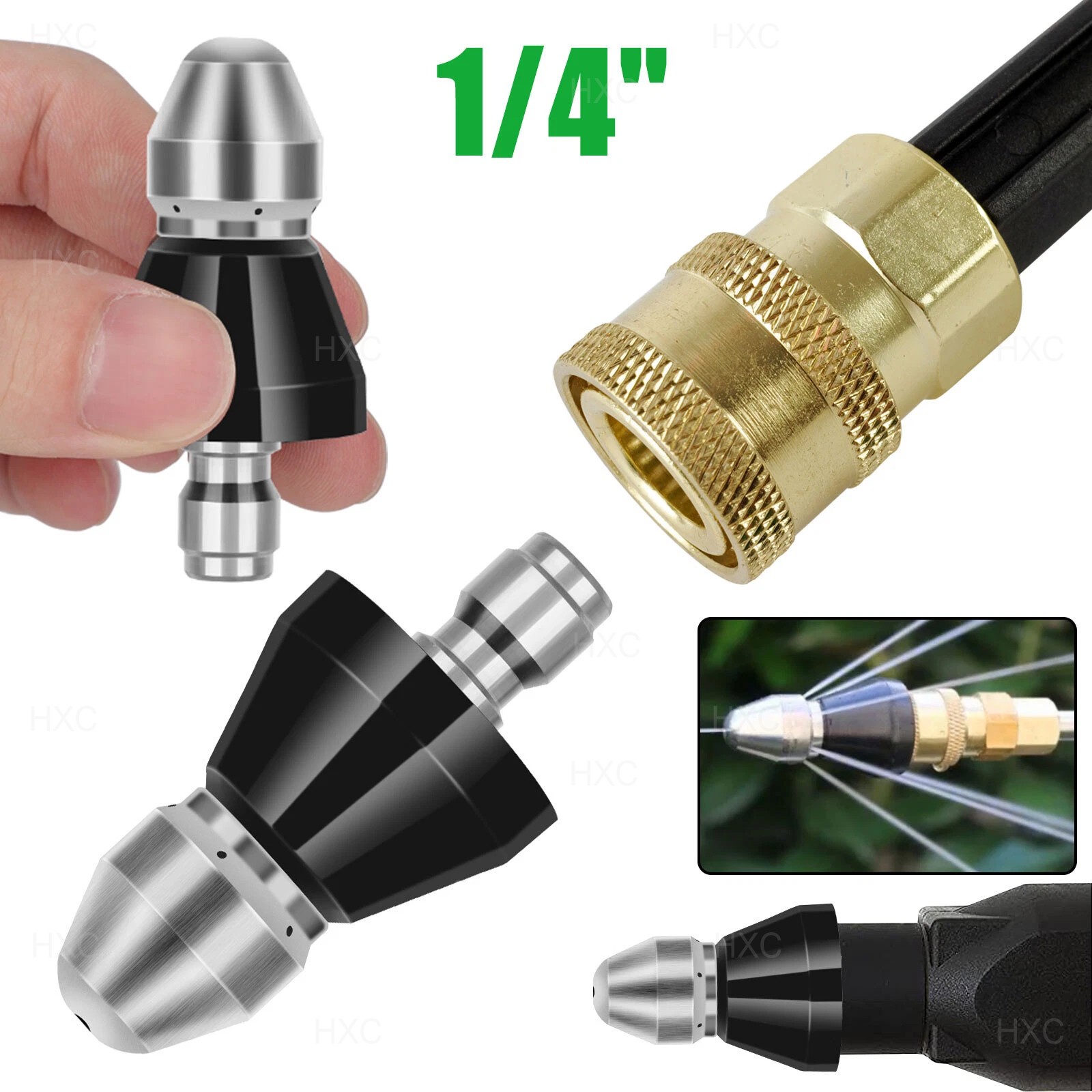 1pc Pressure Washer Sewer Jetter Nozzle 1/4in Quick Connect 5000PSI – NEW