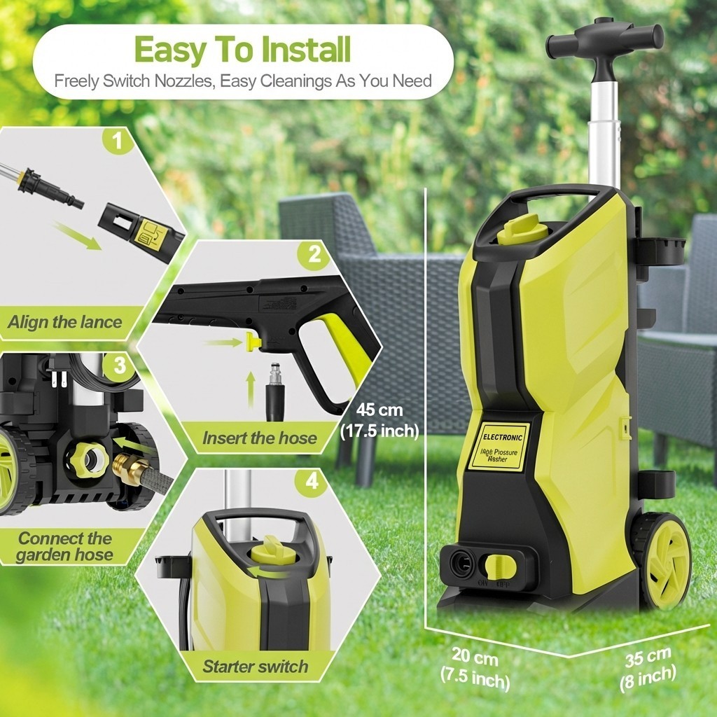 Pressure Washer 4200PSI 3.1GPM, Steel Lance, 500ML Foam Cannon, for Driveway