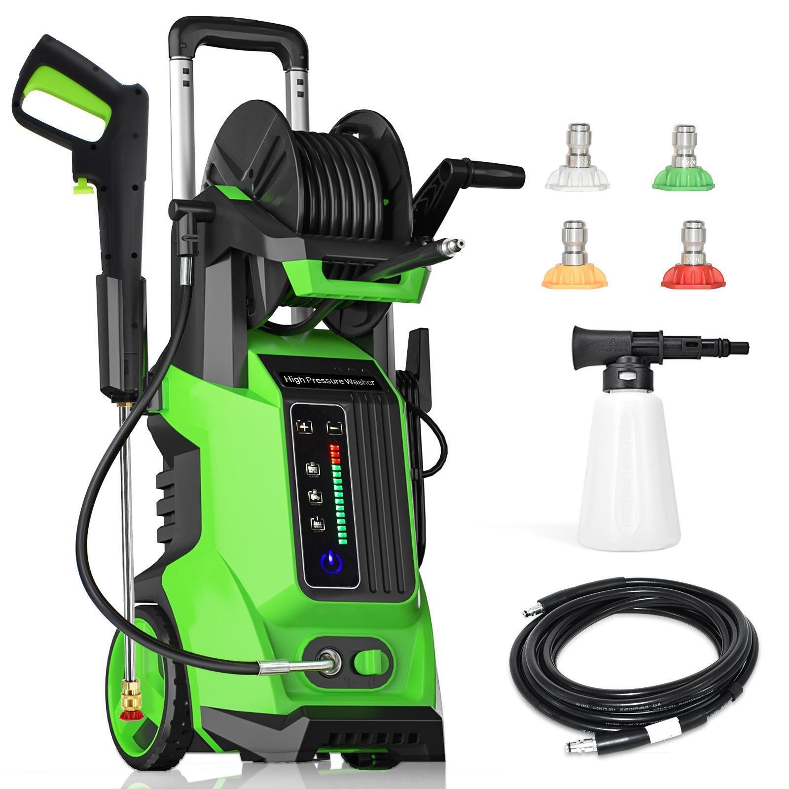 3800PSI Electric Pressure Washer with Touch Screen Adjustment Pressure Green