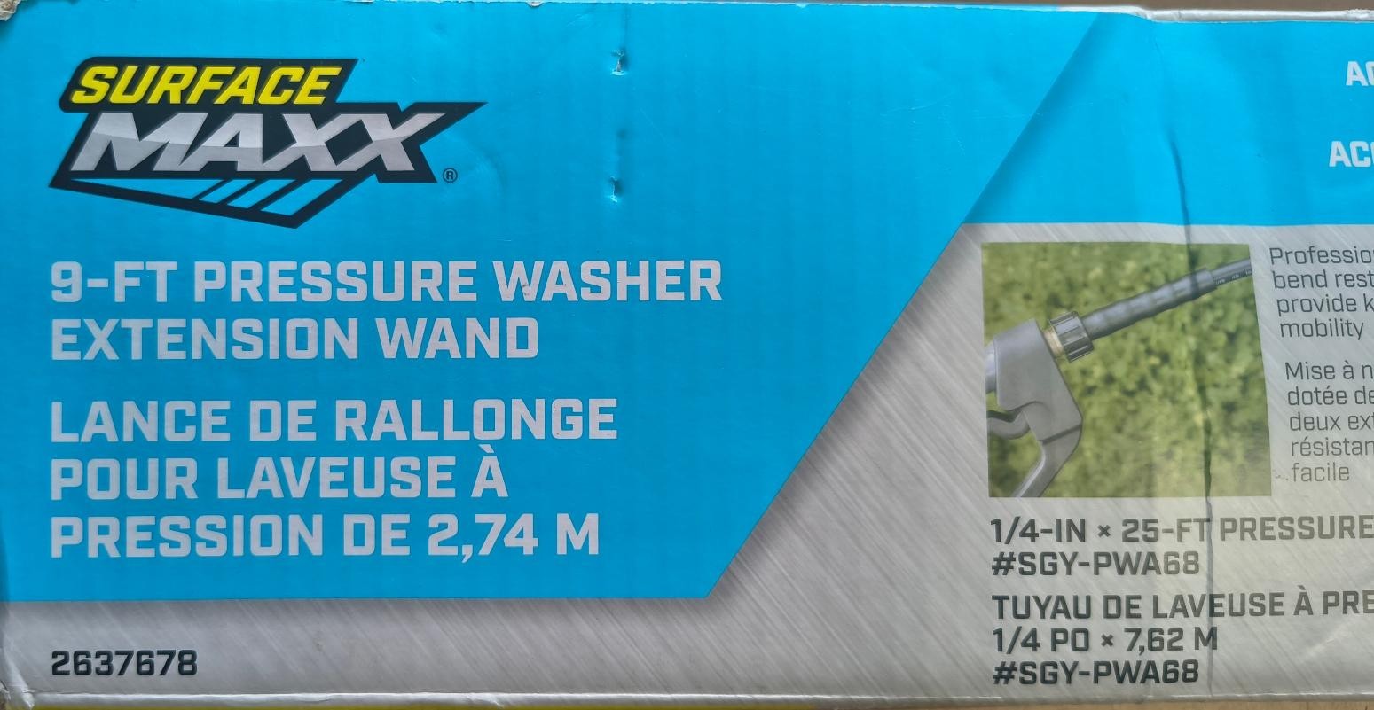 SurfaceMaxx 9-ft Pressure Washer Extension Wand # 2637678 Free US Shipping