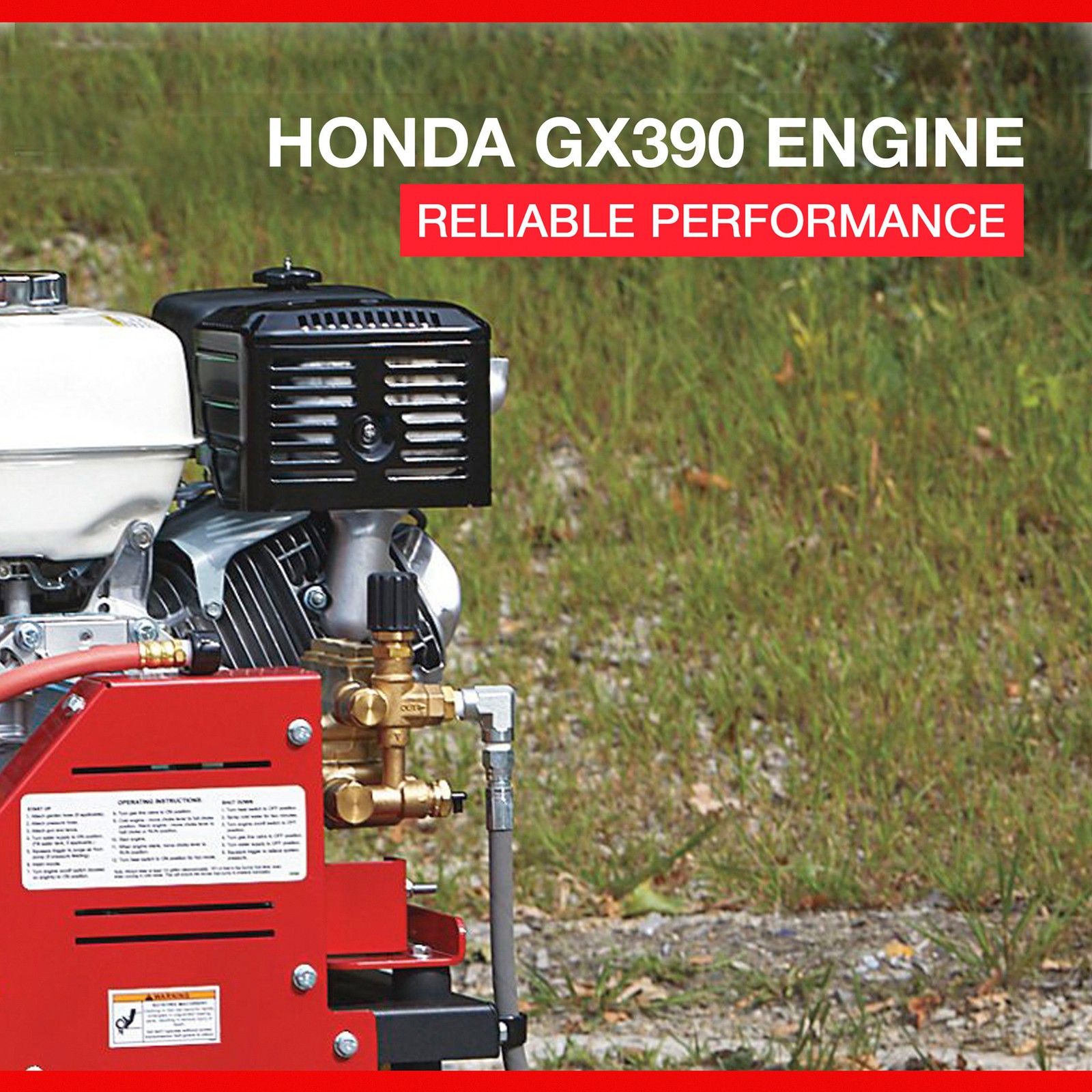 NorthStar Hot Water Pressure Washer Skid with Wet Steam, 3000 PSI, 4 GPM, Honda