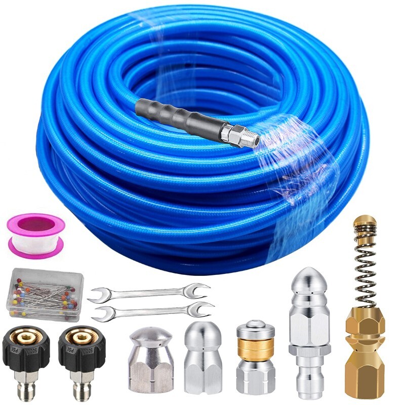 Sewer Jetter Nozzle Kit 1/4″ NPT 200FT Drain Cleaning Hose For Pressure Washer