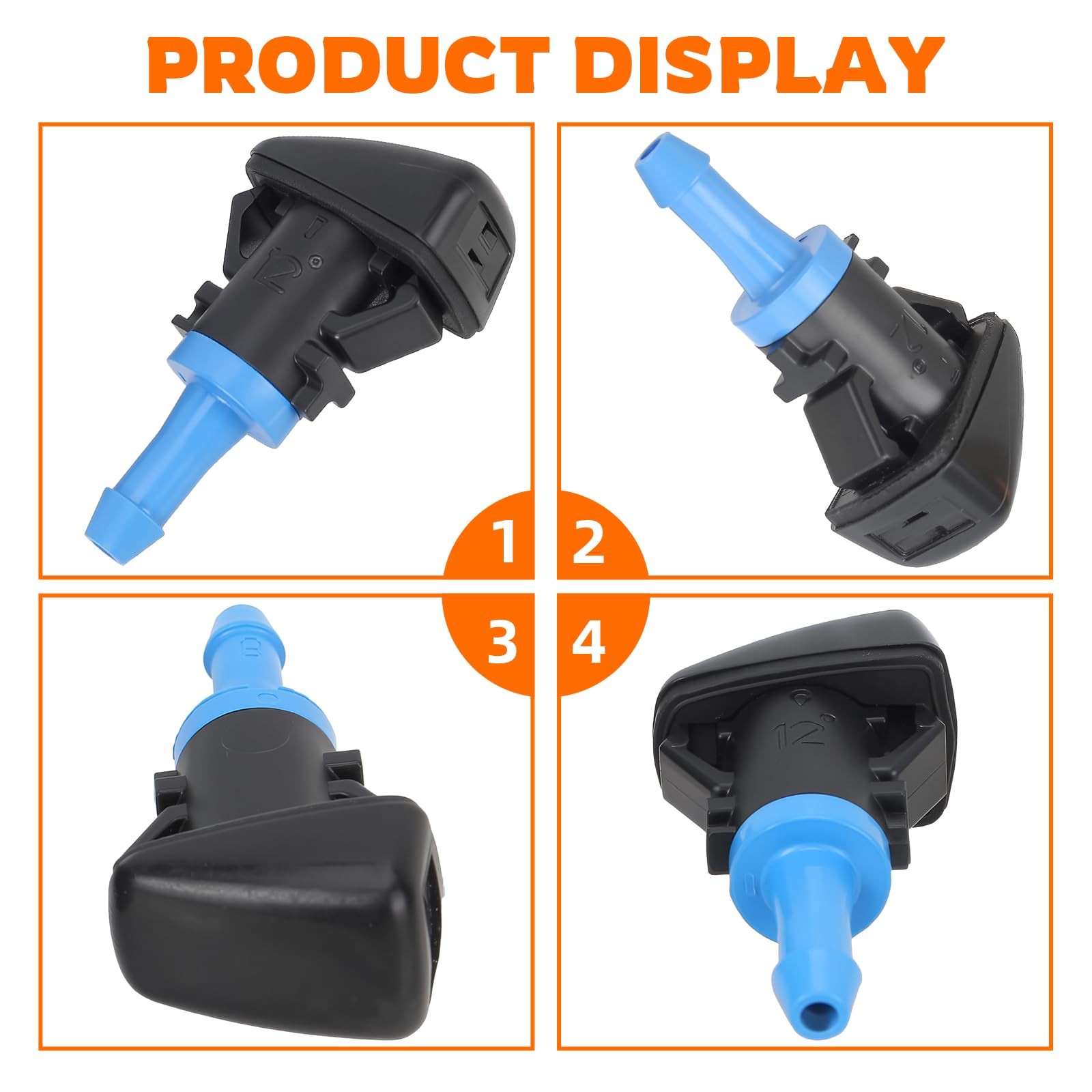 2PCS 68024312AB Front Windshield Wiper Washer Jet Nozzle Spray Sub Assembly Fit