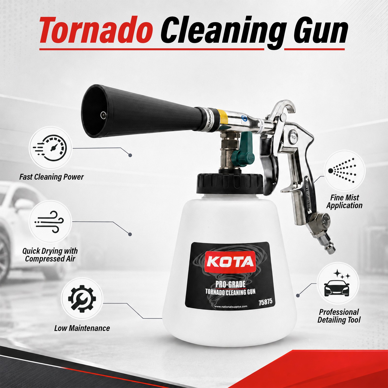 LAUCO High Pressure Air Gun Kit for Detailing, Auto Detailing.