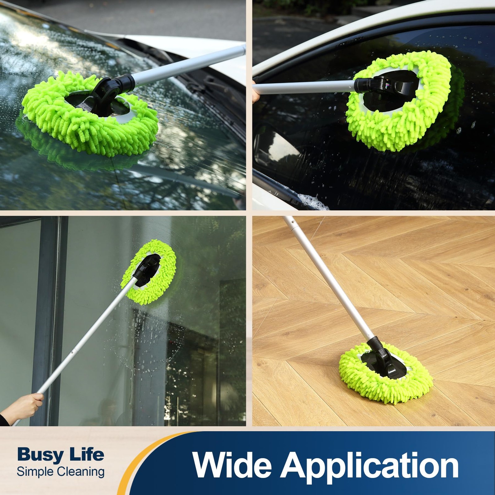 Car Wash Brush Kit Chenille Microfiber Car Wash Mop Mitt with Long Handle Scr…
