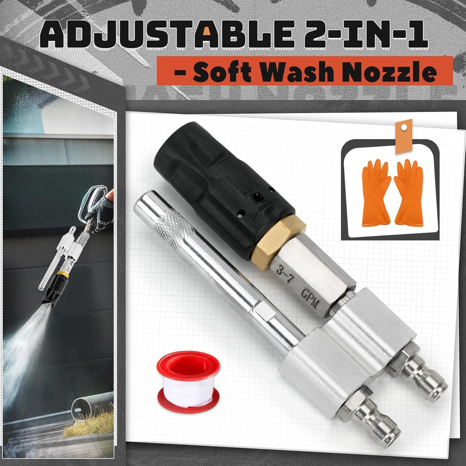 Shooter Tip M5 Twist Nozzle for Pressure Washer, 3-7 GPM, Adjustable Long Range