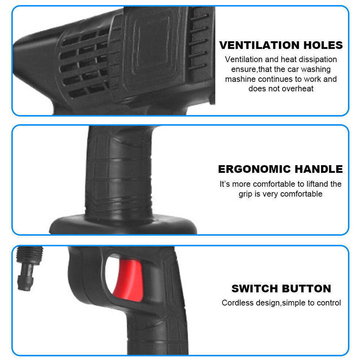 Portable Cordless Electric High Pressure Water Spray Gun Car Washer Cleaning 24V