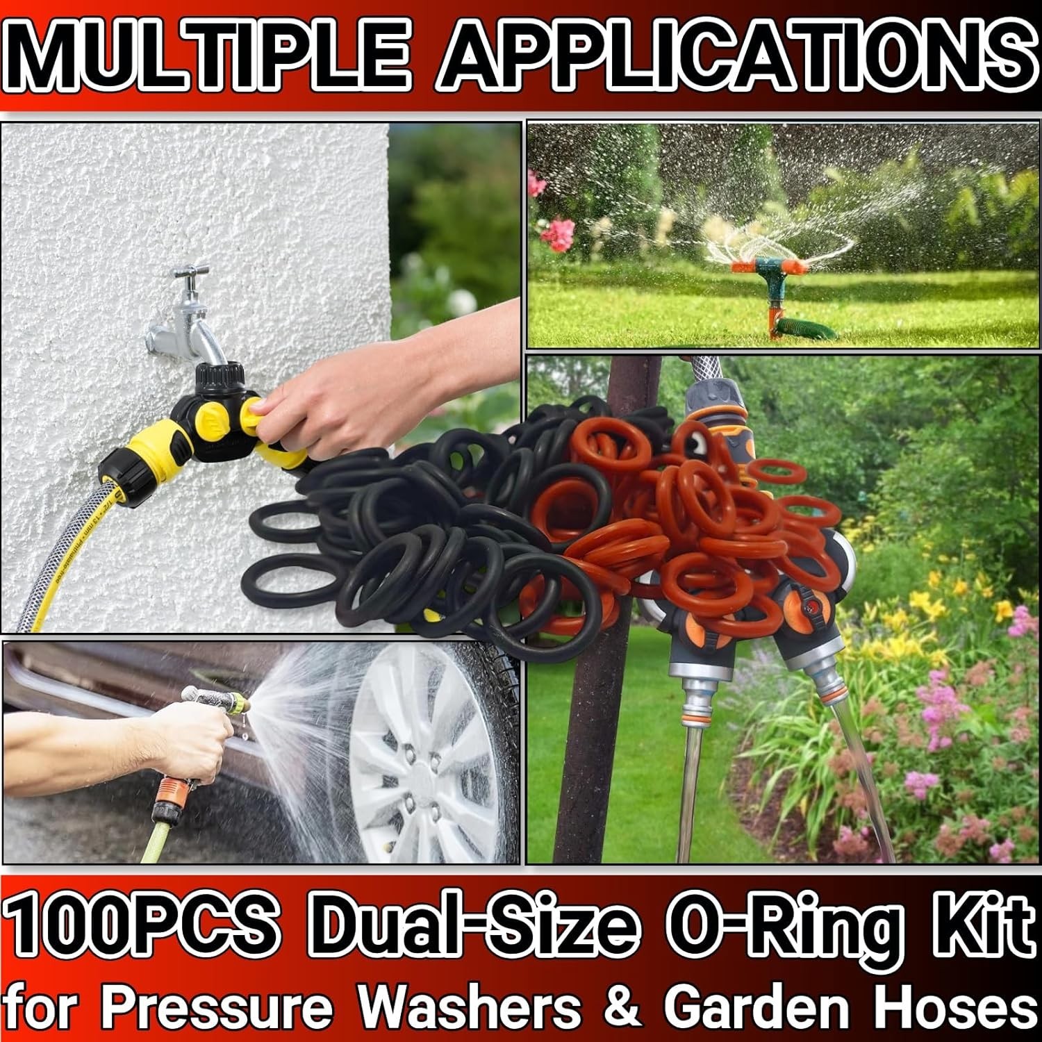 100PCS Pressure Washer O Rings Kit Fit 1/4″ & 3/8″ Quick Connect, M22 14mm Co…